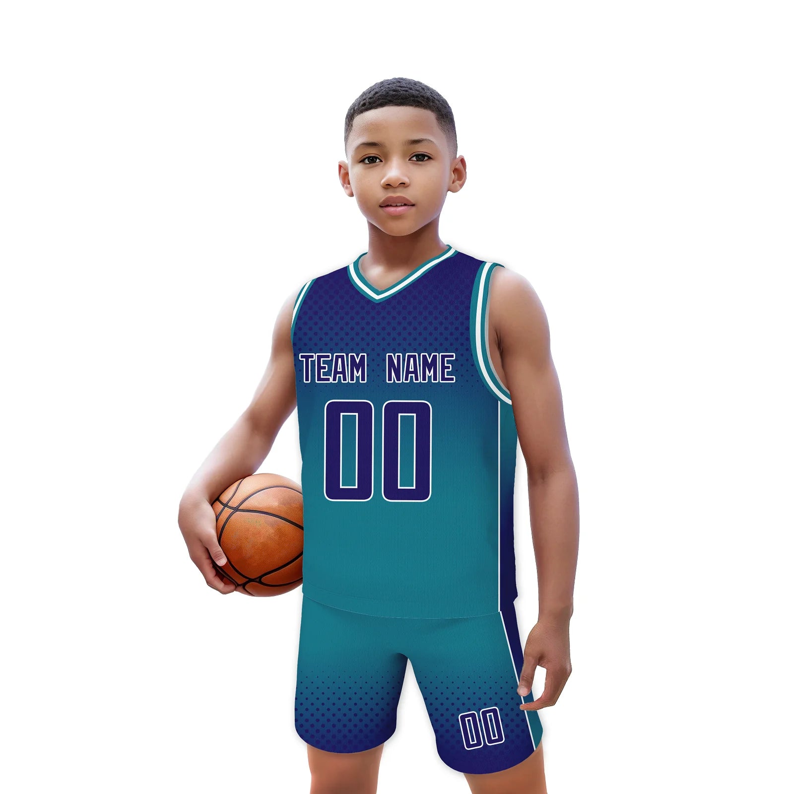 Jersey y Shorts de Básquetbol Personalizados con Degradado Azul