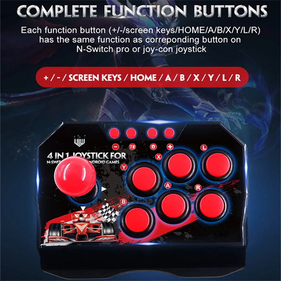 Joystick Arcade Pro GAMINJA 4-en-1 – Control tipo Maquinita para Switch, PC, PS3 y Android