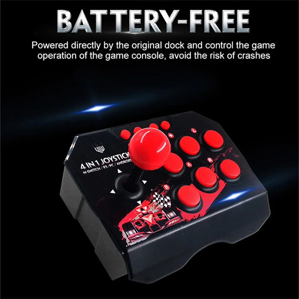 Joystick Arcade Pro GAMINJA 4-en-1 – Control tipo Maquinita para Switch, PC, PS3 y Android