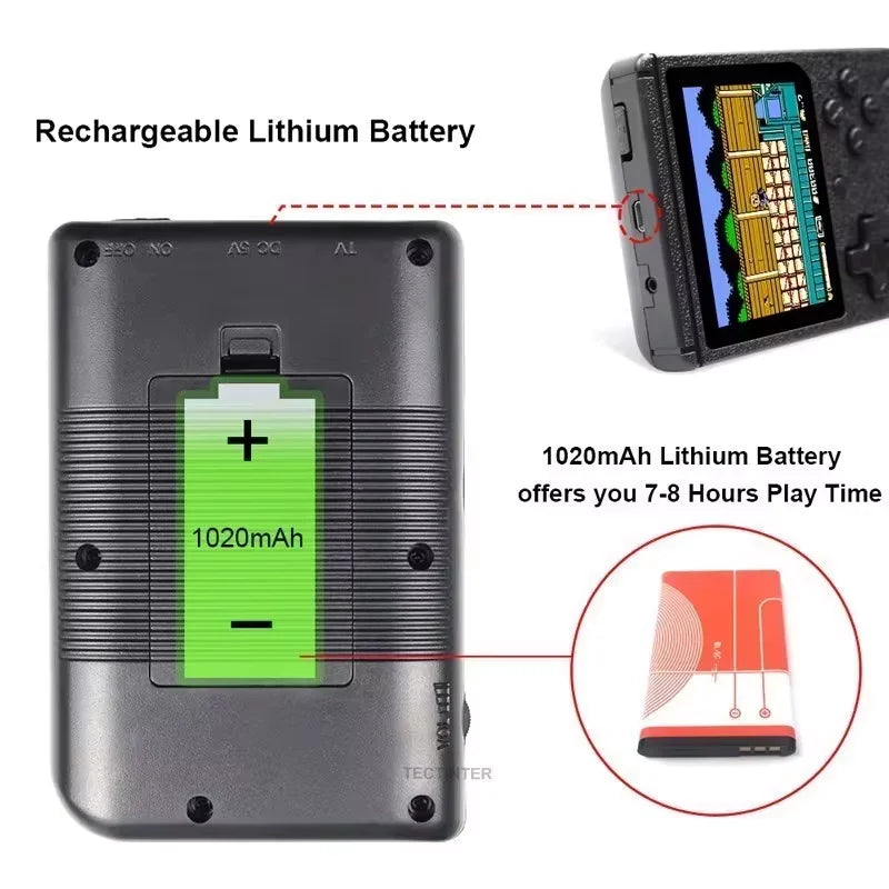 Mini Consola Retro Portátil – Pantalla 2.4" con 500 Juegos Clásicos Integrados