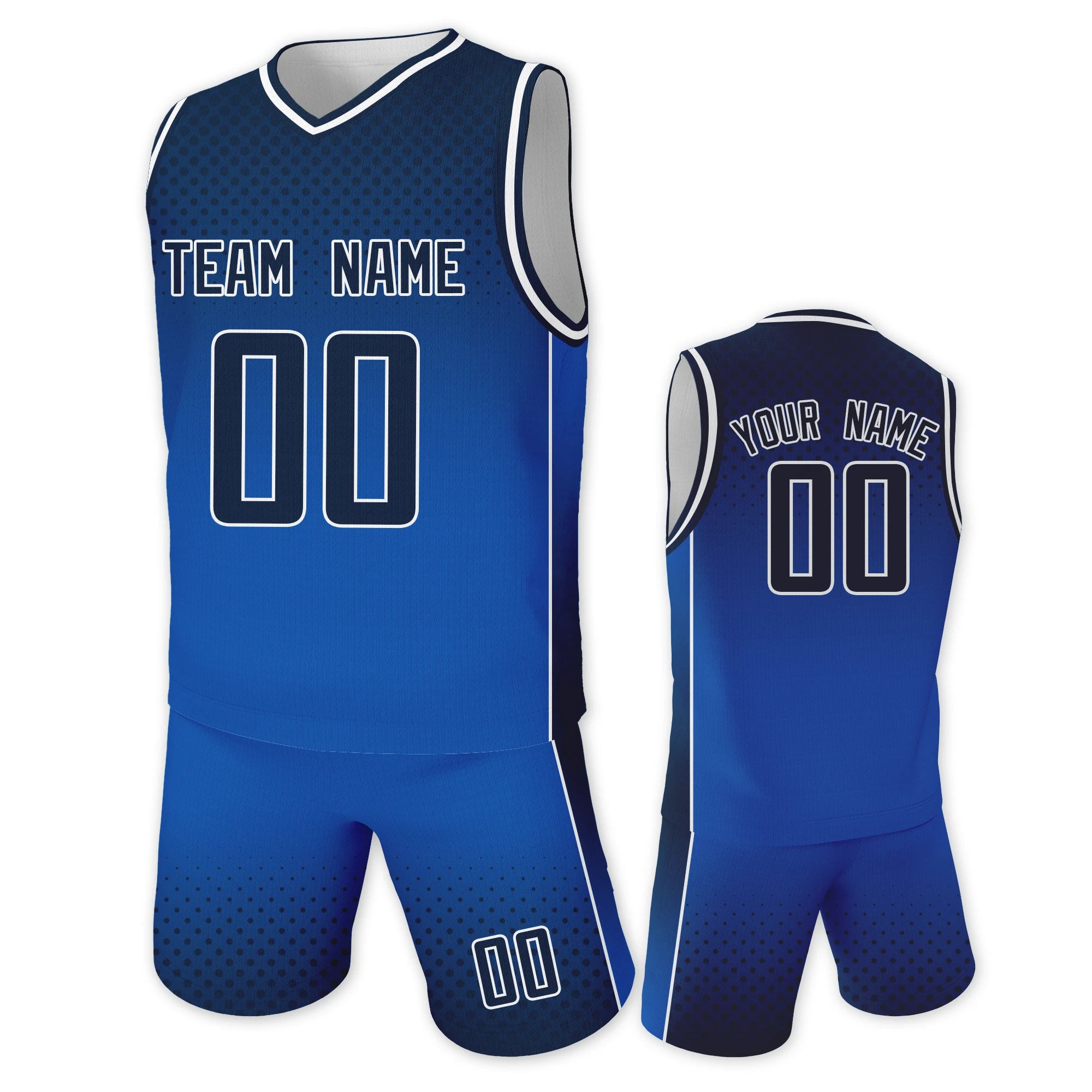 Jersey y Shorts de Básquetbol Personalizados con Degradado Azul