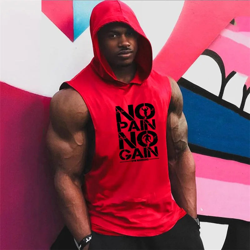Sudadera de Culturismo sin Mangas con Capucha para Hombre