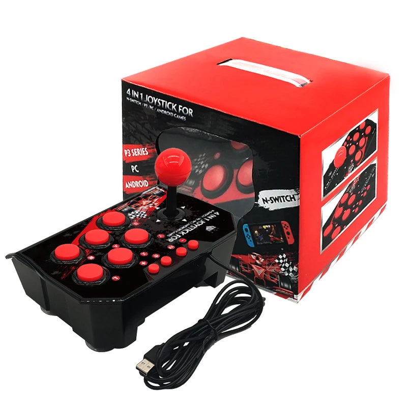 Joystick Arcade Pro GAMINJA 4-en-1 – Control tipo Maquinita para Switch, PC, PS3 y Android