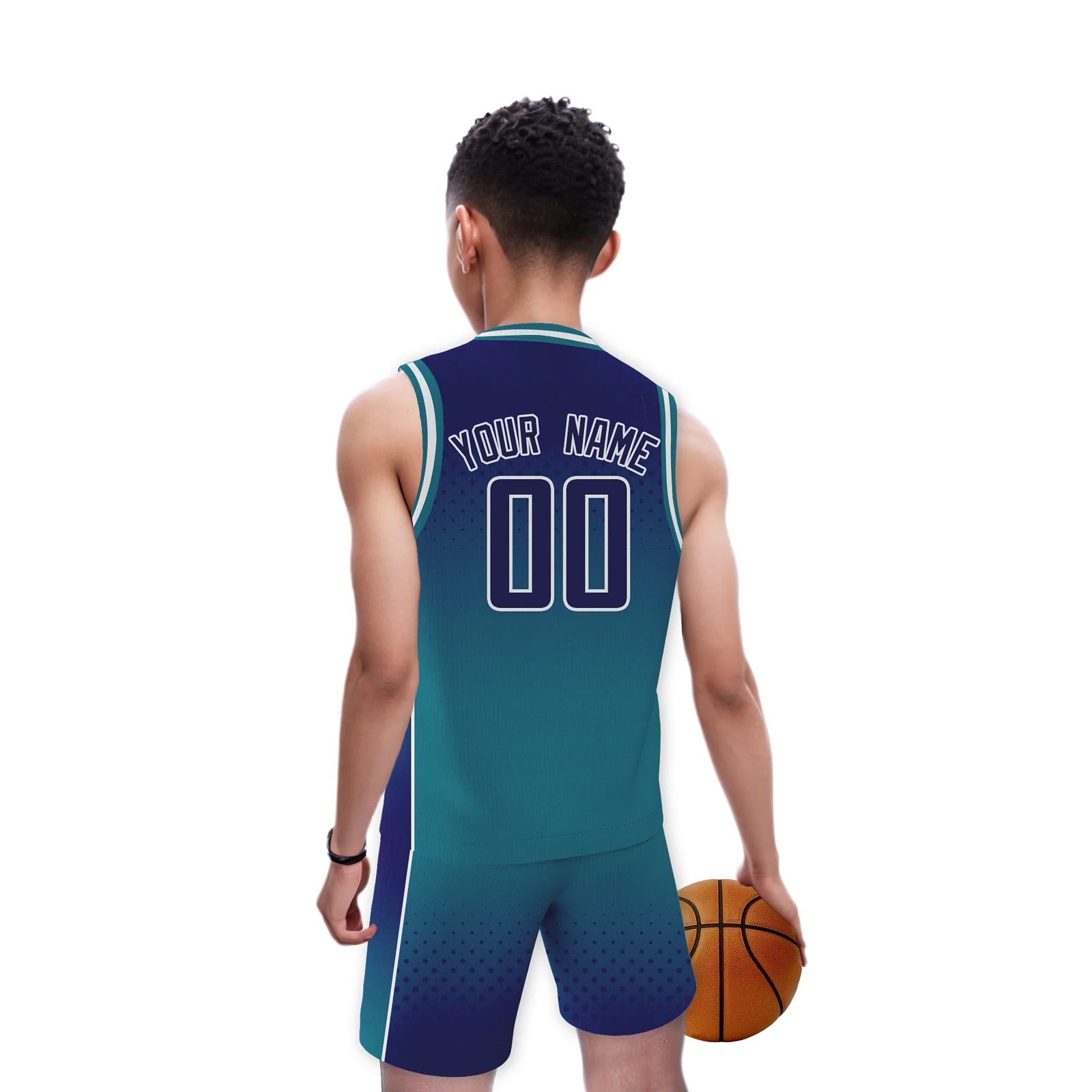 Jersey y Shorts de Básquetbol Personalizados con Degradado Azul