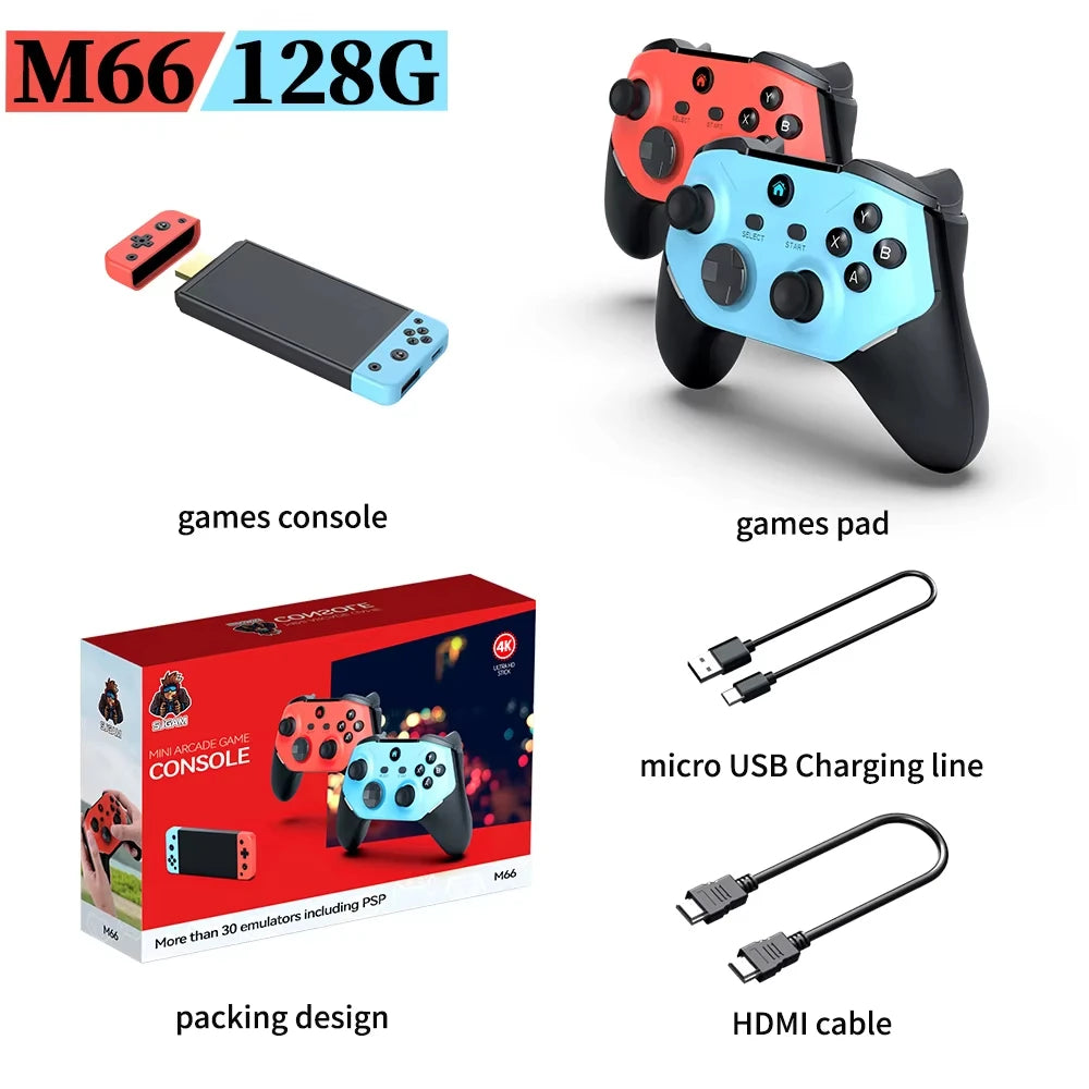 Consola Pro Game Stick M66 4K – 128GB con +20,000 Juegos | Emulador de PSP, PS1, N64 y Arcade