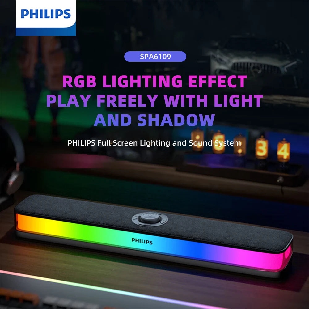 Soundbar Gamer Philips SPA6109 – RGB Full Screen, Bluetooth 5.3