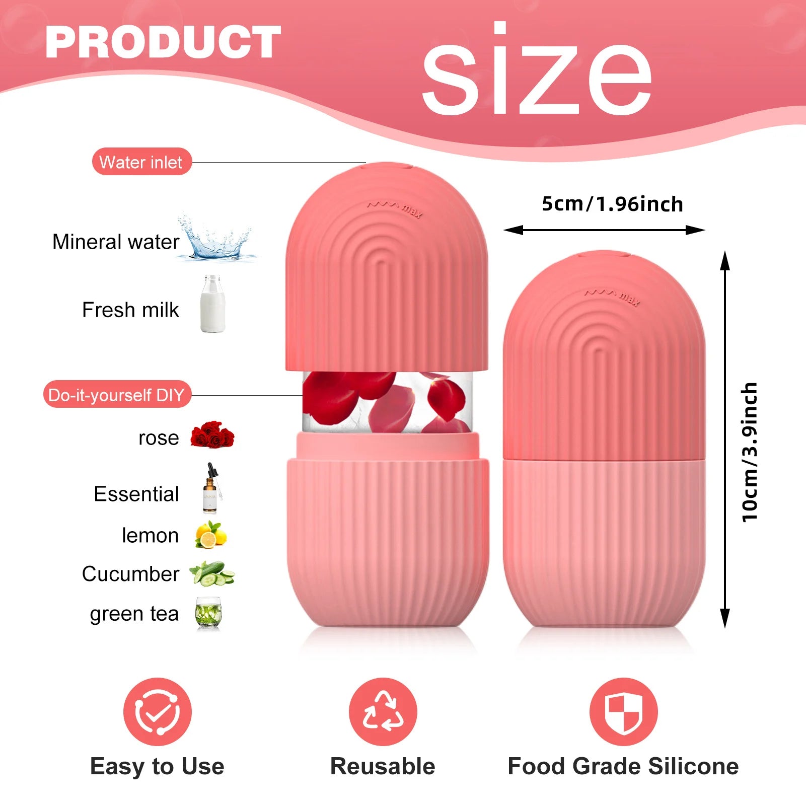 Rodillo de Hielo Facial de Silicona para Cuidado de la Piel y Belleza (1 pza)