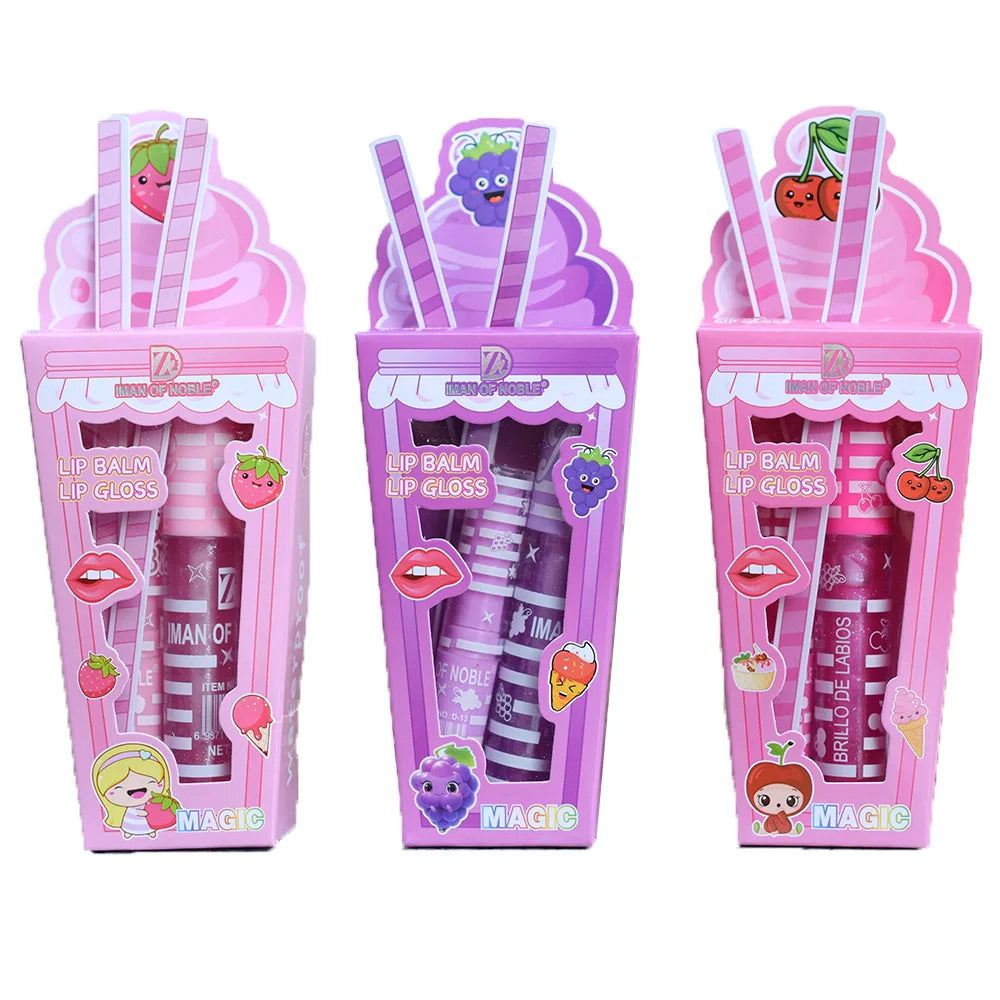 Set de Brillos Labiales "Ice Cream" – Hidratación Natural, Acabado Brillante y Diseño Adorable
