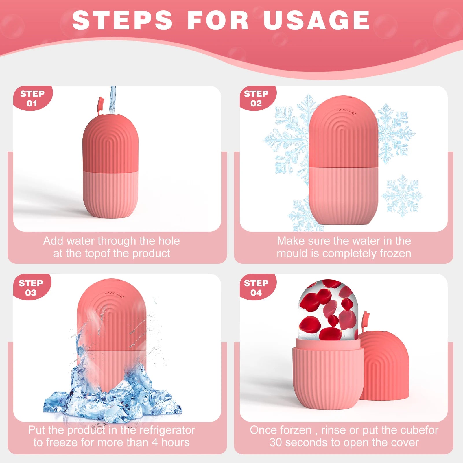 Rodillo de Hielo Facial de Silicona para Cuidado de la Piel y Belleza (1 pza)