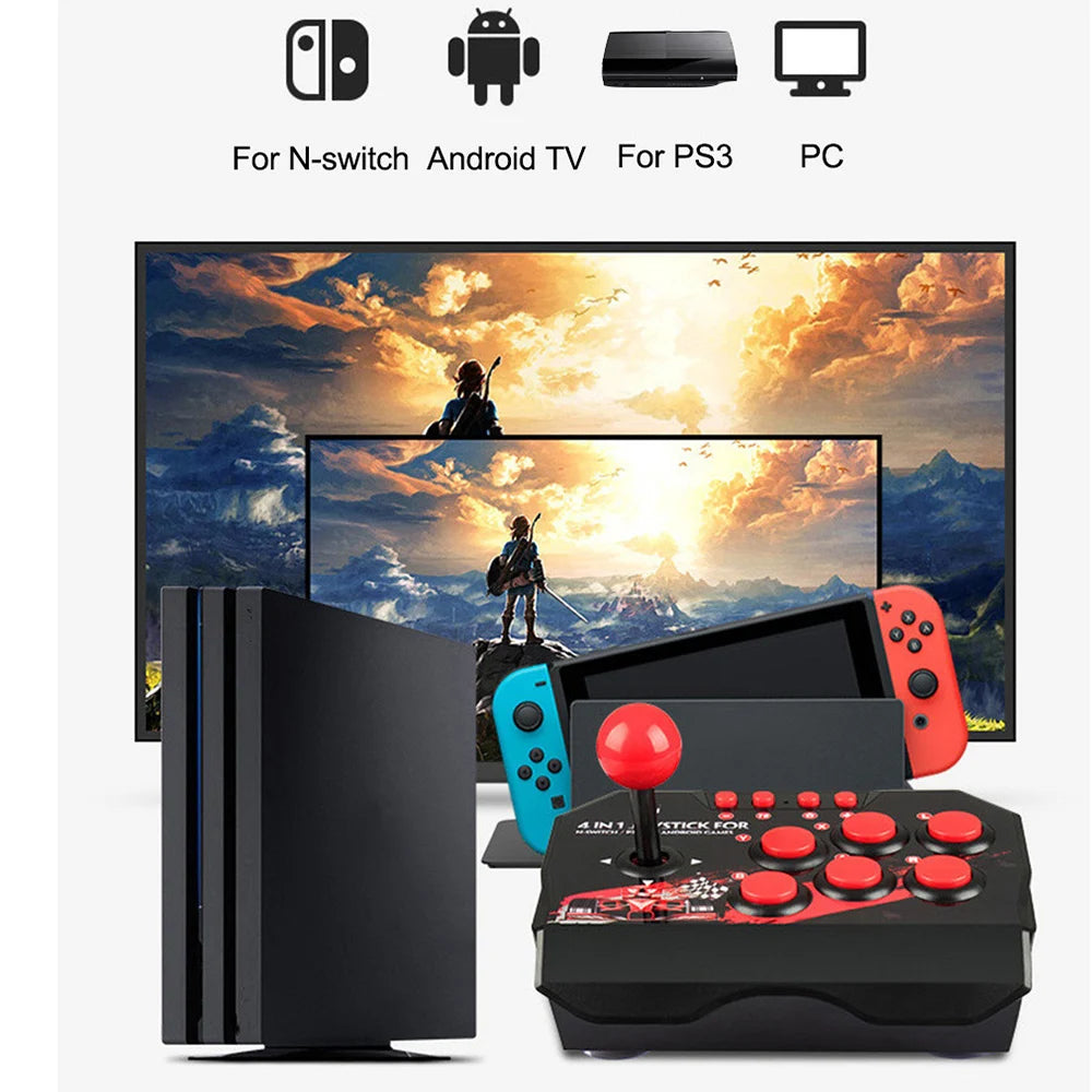 Joystick Arcade Pro GAMINJA 4-en-1 – Control tipo Maquinita para Switch, PC, PS3 y Android