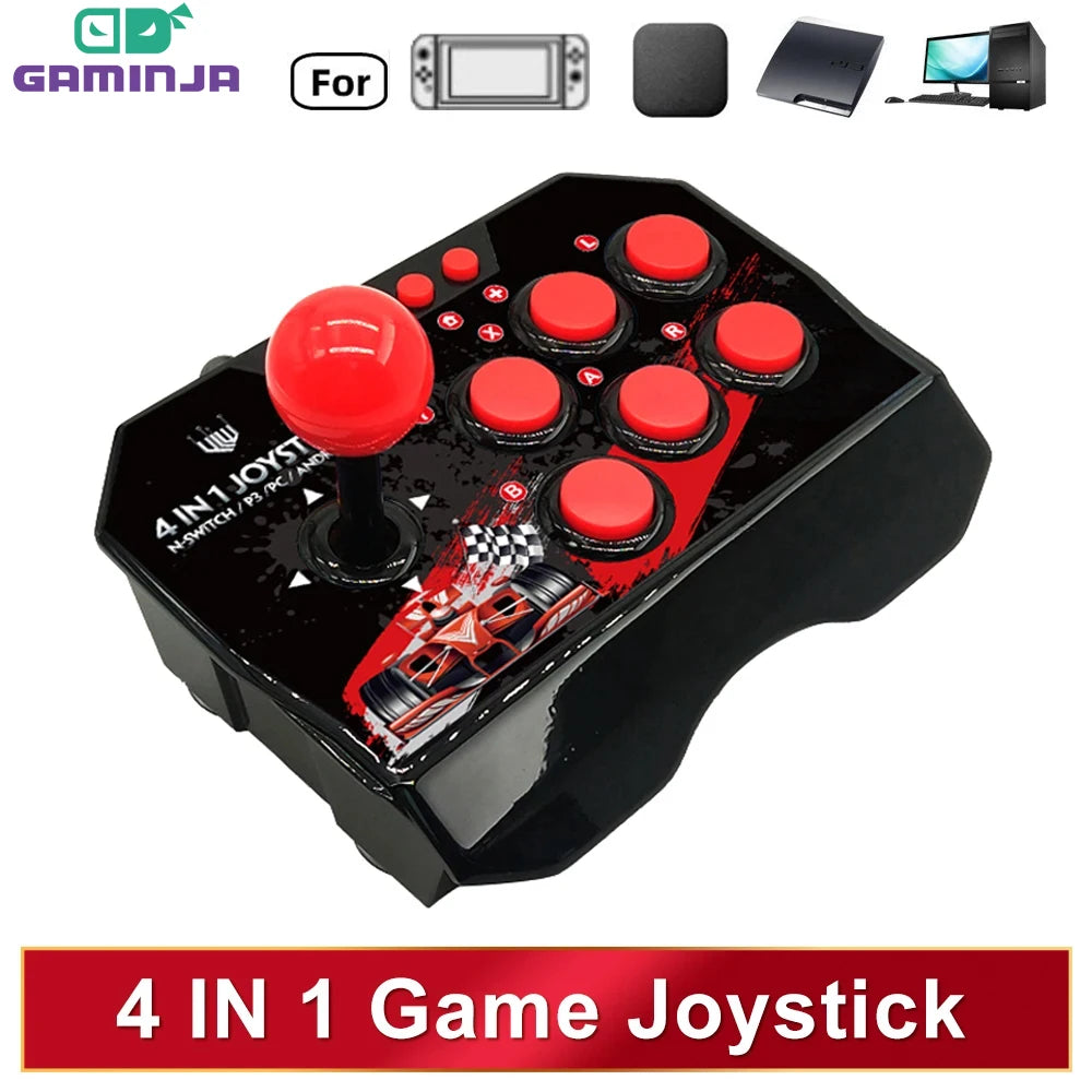 Joystick Arcade Pro GAMINJA 4-en-1 – Control tipo Maquinita para Switch, PC, PS3 y Android