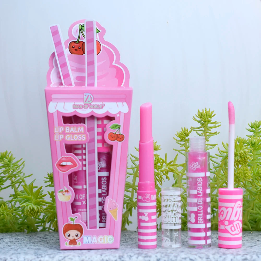 Set de Brillos Labiales "Ice Cream" – Hidratación Natural, Acabado Brillante y Diseño Adorable