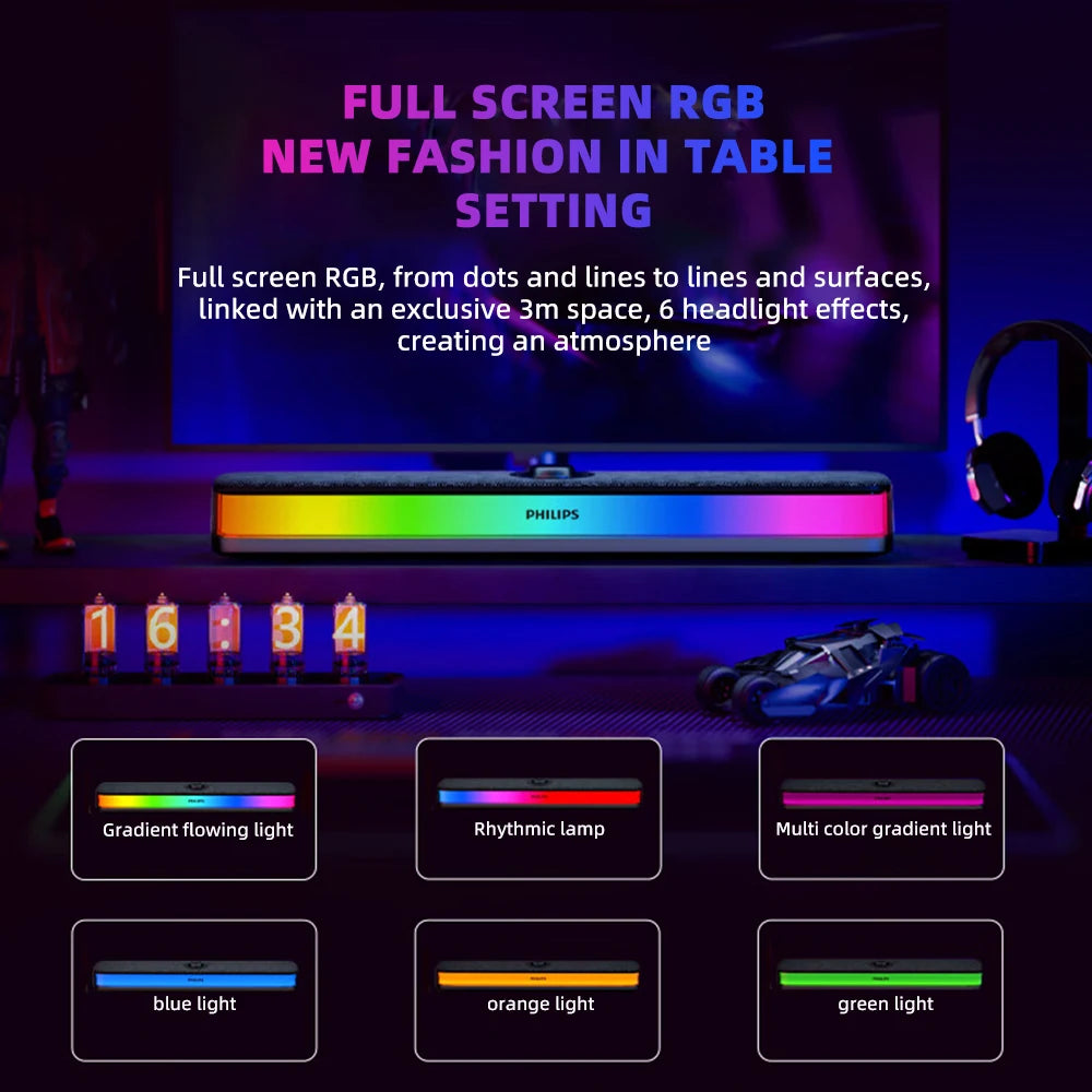 Soundbar Gamer Philips SPA6109 – RGB Full Screen, Bluetooth 5.3