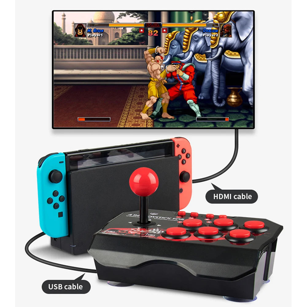 Joystick Arcade Pro GAMINJA 4-en-1 – Control tipo Maquinita para Switch, PC, PS3 y Android