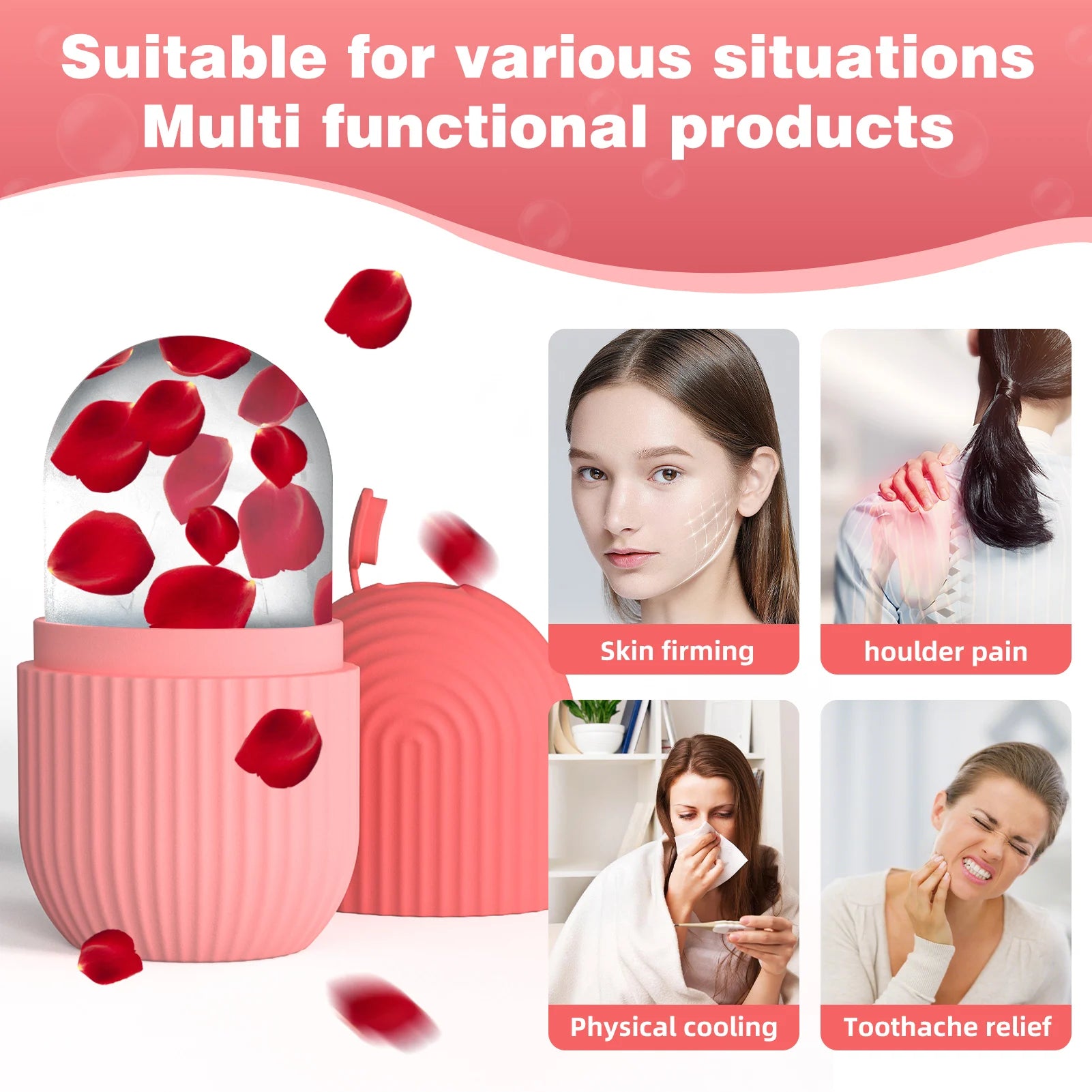 Rodillo de Hielo Facial de Silicona para Cuidado de la Piel y Belleza (1 pza)