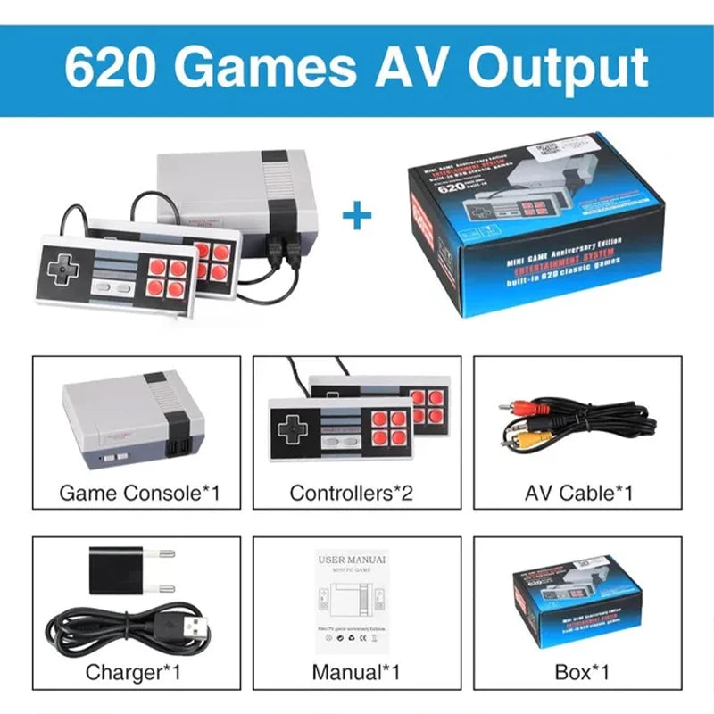 Mini Game Stick Retro HDMI – Consola 8-Bits con 620 Juegos Clásicos y 2 Controles Inalámbricos