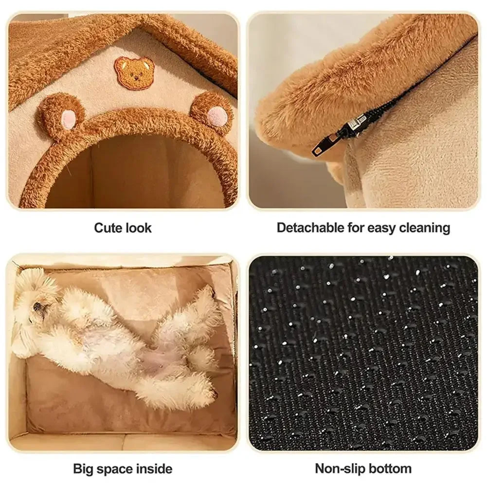 Casita Térmica Premium para Mascotas – Cama Acolchonada, Lavable y Desmontable