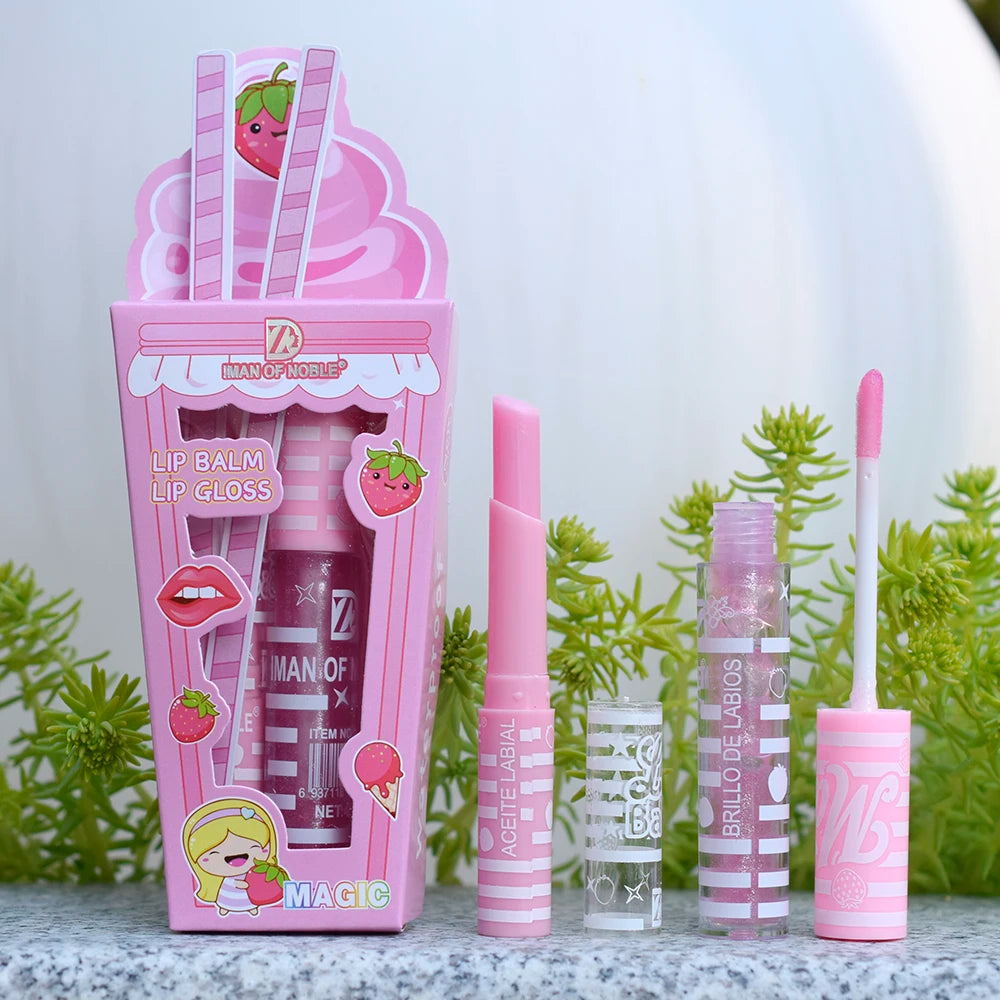Set de Brillos Labiales "Ice Cream" – Hidratación Natural, Acabado Brillante y Diseño Adorable