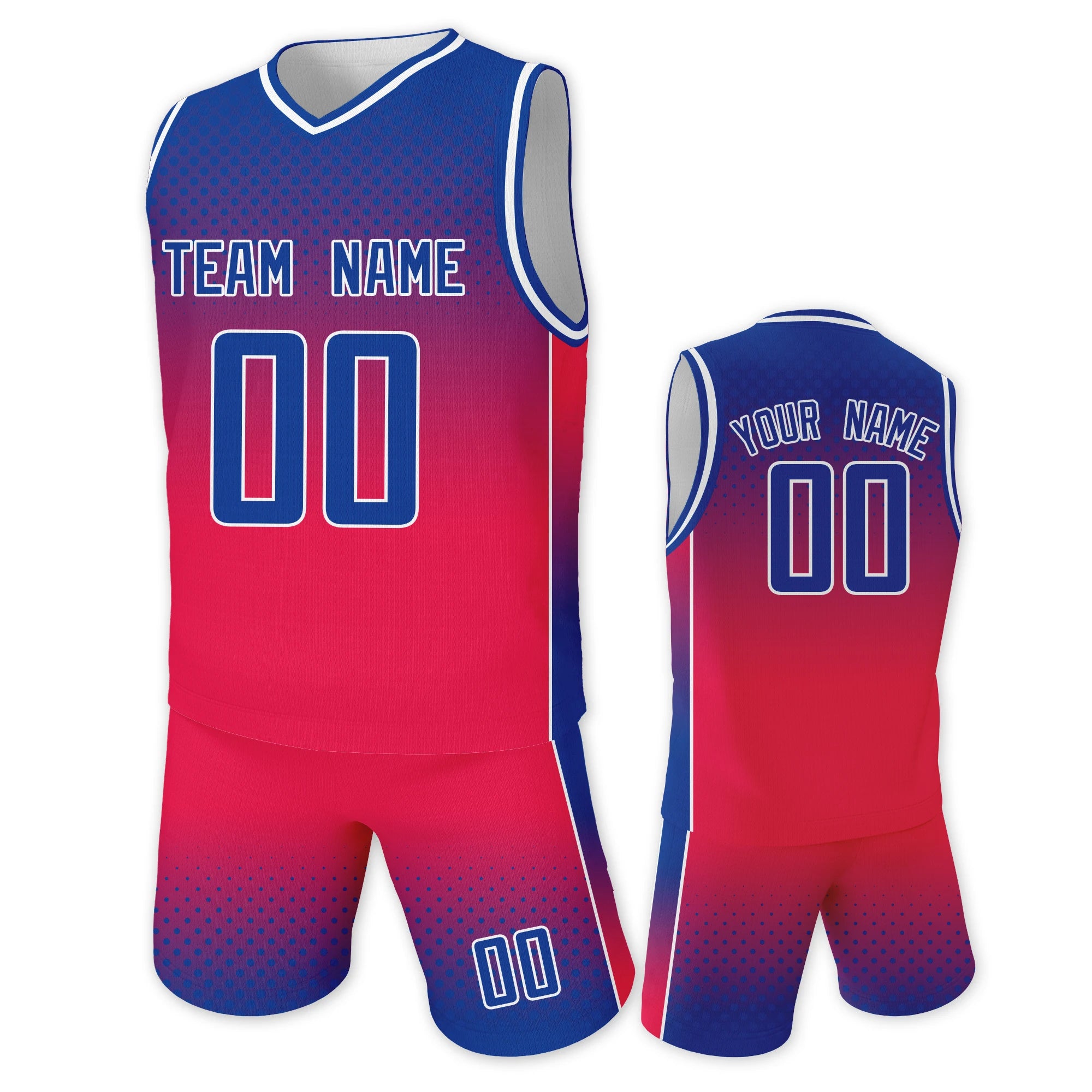 Jersey y Shorts de Básquetbol Personalizados con Degradado Azul